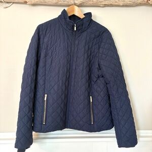 J.Crew Women's Quilted Puffer Barn Jacket Navy Zipper pockets Women's L